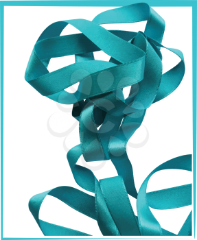 Light blue ribbon isolated on white background. Vector illustration