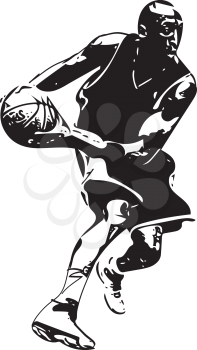 Sketch of basketball player with abstract background