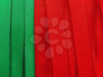 Portugal flag or banner made with red, white and green ribbons