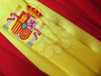 SPAIN flag or banner made with red and yellow ribbons