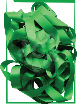 Green ribbon over white background, design element. Vector Illustration