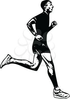 Drawing of Running man silhouette vector illustration