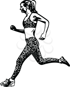 Drawing of Running woman silhouette vector illustration