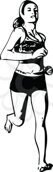 Drawing of Running woman silhouette vector illustration