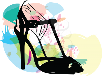 Abstract drawing of high heel female shoes vector illustration