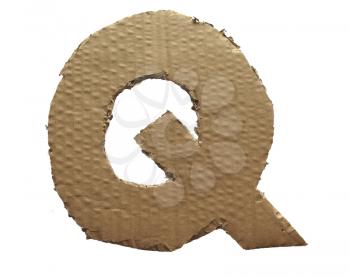 Cardboard texture Letter Q. Paperboard alphabet