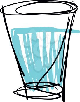 Sketch of Glass with water isolated vector illustration on white background
