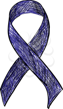 Blue ribbon awareness isolated on white background. Vector illustration
