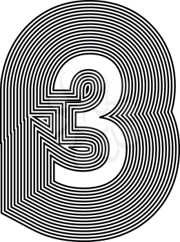 Number 3  Line Logo Icon Design - Vector Illustration