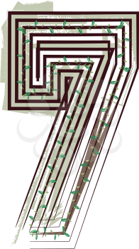 Number 7  Eco Logo Icon Design - Vector Illustration