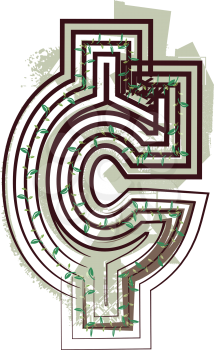 Cent Symbol Eco Logo Icon Design - Vector Illustration
