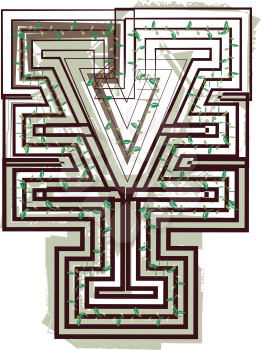 Yen Symbol Eco Logo Icon Design - Vector Illustration