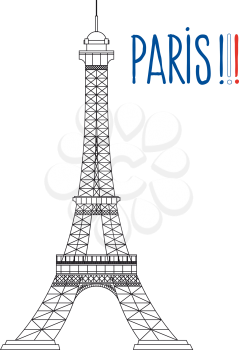 simplified the Eiffel Tower  with Text Paris in the colors of the French flag