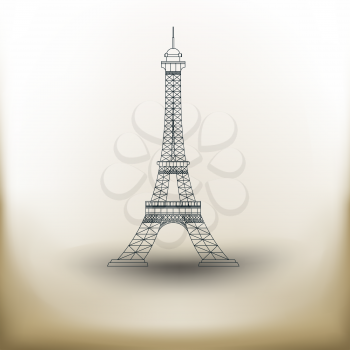 simple square pictograms vertical Eiffel Tower on beige background