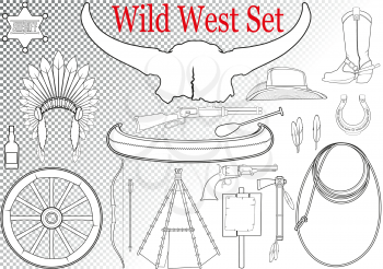 A set of Indian and cowboy accessories from the Wild West