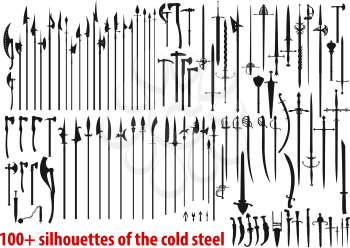 A large set of over a hundred silhouettes of the western and eastern cold steel of the Middle Ages