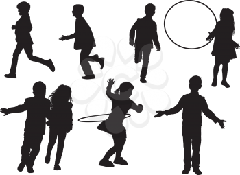 multiple shapes junior schoolchildren playing on playground