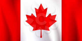 straight horizontal white-red Canadian flag with a maple leaf in the center