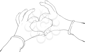 Children's hands showing fingers of a loving heart icon