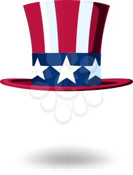 Uncle Sam's hat in a top hat stylized under the Stars and Stripes USA flag