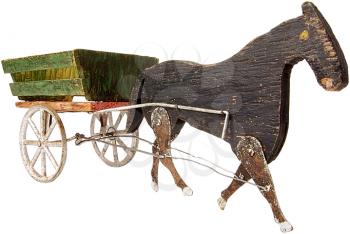 Royalty Free Photo of a Wooden Horse and Buggy Figurine