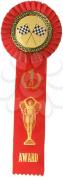 Royalty Free Photo of a First Place Ribbon for Racing
