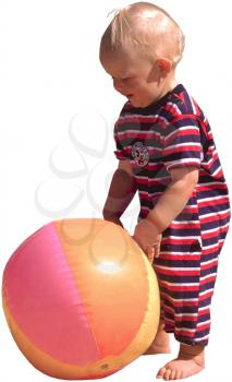 Royalty Free Photo of an Infant Child Playing With a Beach Ball 
