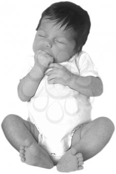 Royalty Free Black and White Photo of an Infant Child