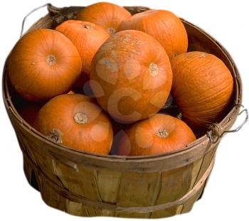 Royalty Free Photo of a Basket of Pumpkins 