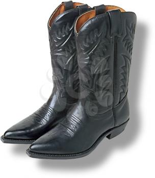 Royalty Free Photo of a Pair of Black Leather Western Boots