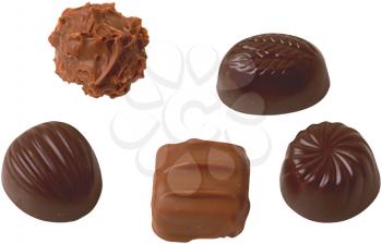 Royalty Free Photo of Chocolates from a Box on a White Background