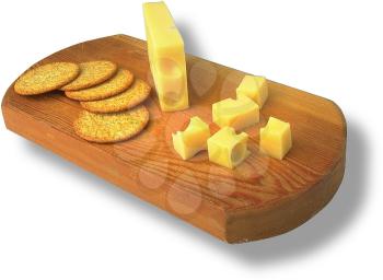 Royalty Free Photo of a Tray of Swiss Cheese and Crackers