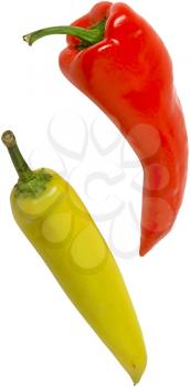 Royalty Free Photo of a Yellow and Red Pepper