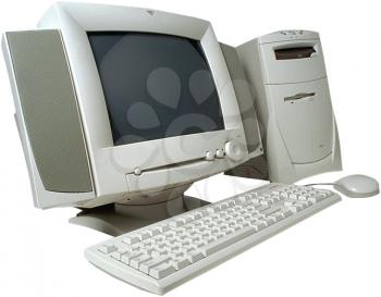 Royalty Free Photo of a Computer with a Keyboard and Monitor