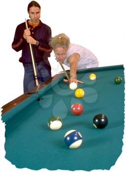 Royalty Free Photo of a Couple Playing Pool