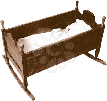 Royalty Free Photo of a Wooden Baby Cradle