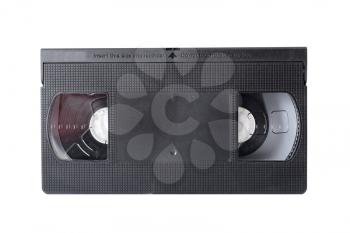 Old black videotape isolated on a white background.