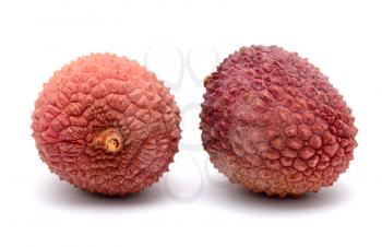Litchi (Litchi chinensis) placed on the white background.