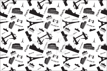 Seamless background pattern with landmarks.