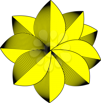 Simple retro black and yellow bloom vector on white background.