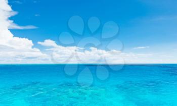 Ocean and clouds. Tropical horizontal composition outdoor scene
