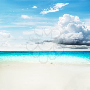 Tropical beach and sea. Sky and clouds