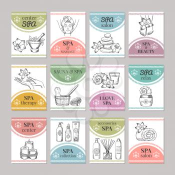 Design template of different cards for spa salon or cosmetic center. Spa and beauty salon card. Vector illustration