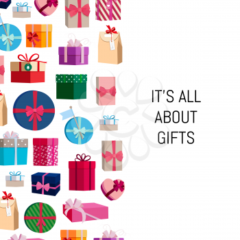 Vector gift boxes or packages background illustration with place for text