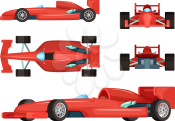 Different sides of sport cars. Vector illustration isolated. Car speed formula
