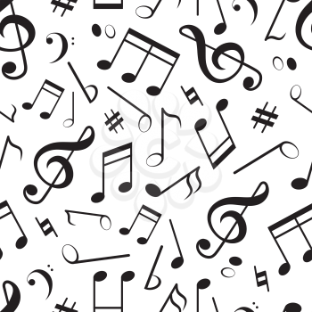 Seamless pattern with different music notes. Vector music pattern, melody and sound illuistration