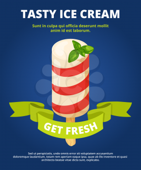Poster summer icecream. Summer placard design template. Ice cream dessert sweet, delicious and flavor, vector illustration