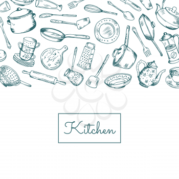 Vector background with kitchen utensils with place for text illustration