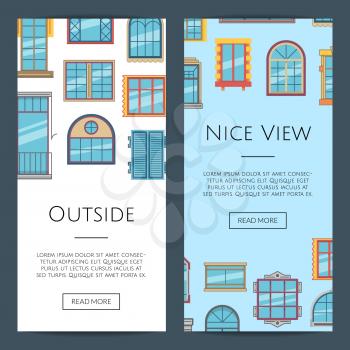 Vector window flat icons vertical web banners or poster illustration