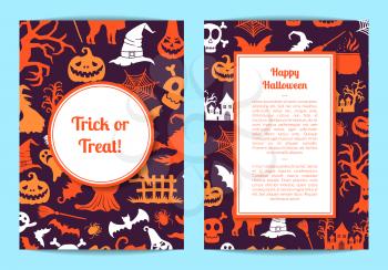 Vector halloween card or flyer templates with frames and place for text illustration